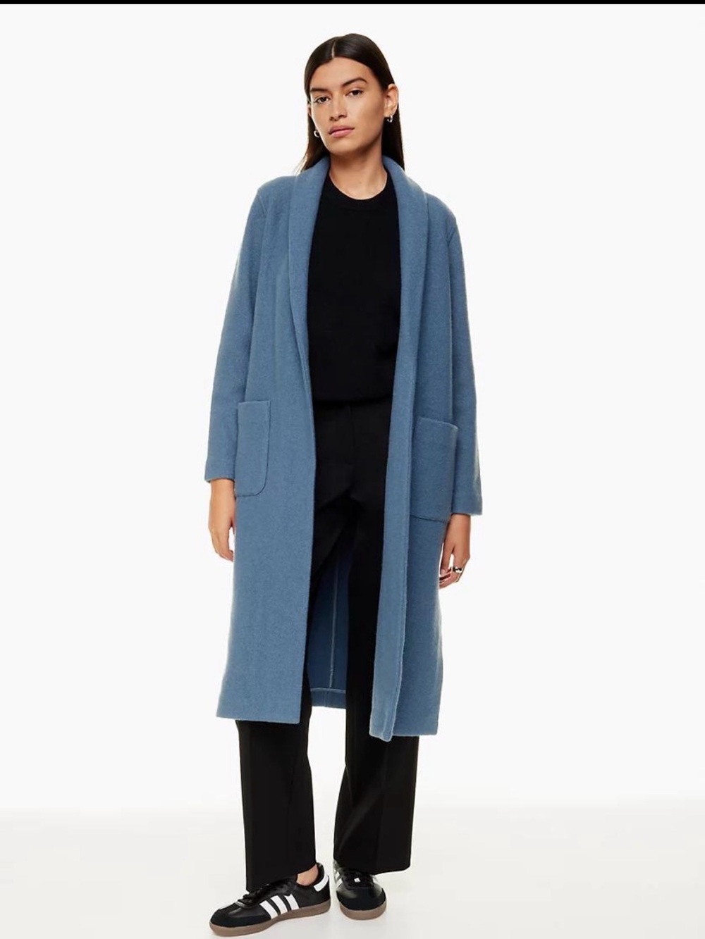 Aritzia Babaton Luxe Lounge Merino Wool Coat – Obscure Blue – Small – NWT